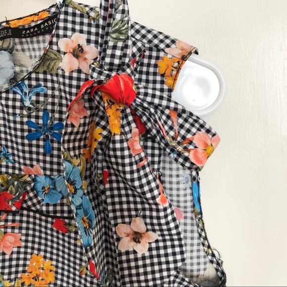 Zara Gingham Floral Ruffle Top - Picture 7 of 11